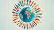 © ยลรดี ชะโนวรรณะ - Craft a dynamic graphic featuring a globe surrounded by silhouettes of people from different nations, each holding a symbol of a specific health initiative Capture
