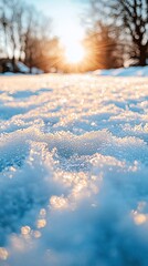 Sticker - Close-up of sparkling snow at sunset.