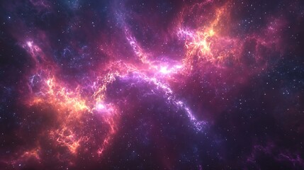 Wall Mural - A supermassive black hole surrounded by a dense field of stars and glowing gas, creating a colorful and intense cosmic environment