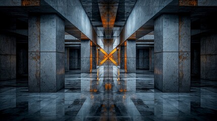 Leinwandbilder - Symmetrical geometric design in modern architecture urban environment interior photography reflective surfaces