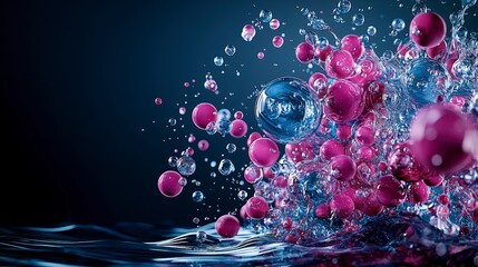 Leinwandbilder - Dynamic sequence of colorful shapes breathing in water studio setting abstract art dark background close-up visual rhythm