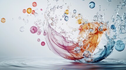 Poster - Dynamic sequence of shapes creating a breathing water splash abstract art fluid motion colorful environment