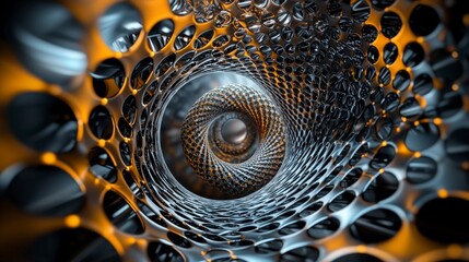 Fototapete - Dynamic circles distorting in an abstract space digital art futuristic environment close-up view motion concept