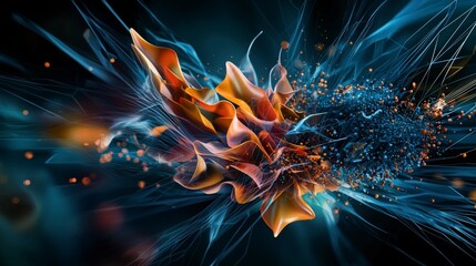 Poster - Colorful dynamic abstract art exploring expanding shapes in digital visualization from a sideview