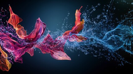 Aufkleber - Dynamic waves of colorful fluid motion abstract art digital creation vibrant environment sideview perspective visual impact