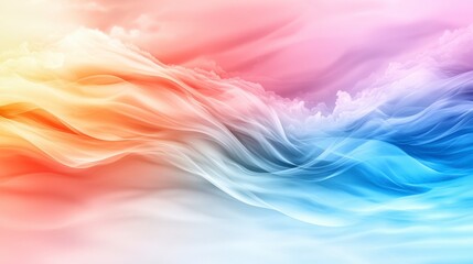 Poster - Soft color gradient waves abstract art digital design tranquil environment artistic viewpoint seamless transitions