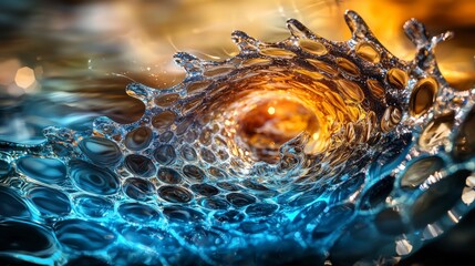 Poster - Transformative surface textures in a dynamic fluid motion nature abstract photography colorful environment close-up view