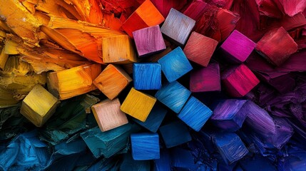 Aufkleber - Vibrant colorful abstract art gallery exhibit digital artwork artistic environment close-up view bold contrast concept
