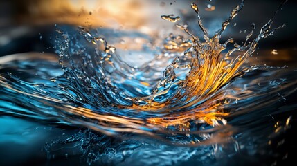 Poster - Dynamic water splash art nature image vibrant environment close-up fluid motion concept for seo impact