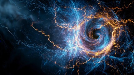 Poster - Abstract energy forms spiraling upward digital art futuristic environment dynamic composition for seo impact