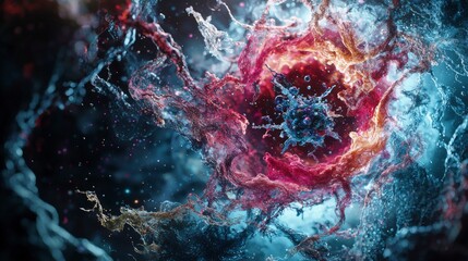 Leinwandbilder - Dynamic abstract shapes rotating in cosmic depths with colorful energy digital art sci-fi environment futuristic view