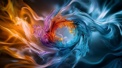 Poster - Abstract swirling shapes in cool tones digital art contemporary design fluid motion aesthetic viewpoint creative concept
