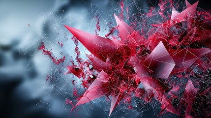 Fototapete - Explosive abstract triangles radiating energy digital art modern environment dynamic viewpoint visual concept
