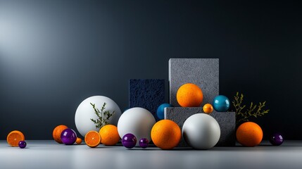 Aufkleber - Exploring form dynamics balanced and unbalanced shapes studio setup digital art minimalist space artistic perspective