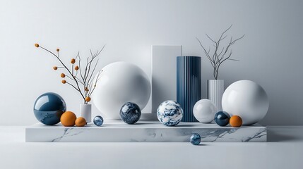 Aufkleber - Asymmetrical shapes create visual harmony in modern still life minimalist studio artistic display contemporary design