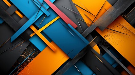 Poster - Bold geometric patterns in bright contrasting colors abstract art digital design modern aesthetic vibrant composition