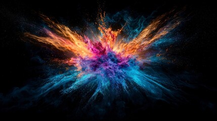 Aufkleber - Eruption of colorful light in dark space digital art vivid visuals studio environment abstract concept