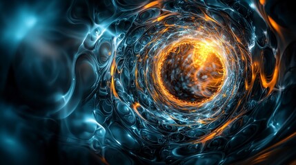 Aufkleber - Dynamic energy circles rotating in a cosmic tunnel digital art vibrant environment abstract viewpoint