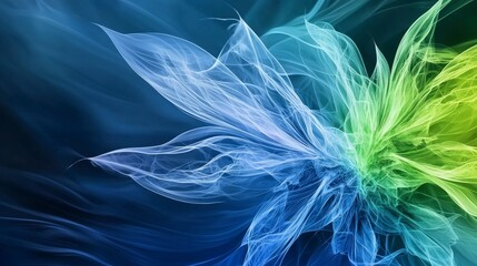 Poster - Serene abstract art of blue and green waves digital artwork calm environment colorful view conceptual design
