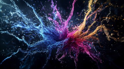 Leinwandbilder - Dynamic and colorful soundwaves captured in fluid lines abstract art digital creation vibrant environment artistic viewpoint