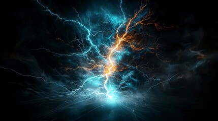 Aufkleber - Dynamic lines of lightning spiraling in the dark sky nature display digital art stormy environment abstract viewpoint