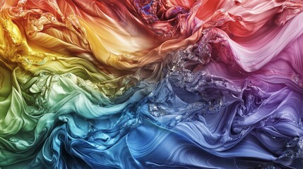 Aufkleber - Dynamic fantasy marble texture in rainbow hues abstract art composition digital design vivid environment artistic perspective