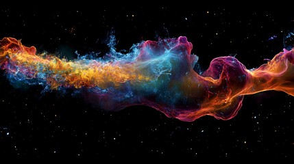 Wall Mural - A supermassive black hole absorbing a nearby gas cloud, creating a colorful and chaotic display of cosmic energy