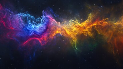 Wall Mural - A supermassive black hole absorbing a nearby gas cloud, creating a colorful and chaotic display of cosmic energy