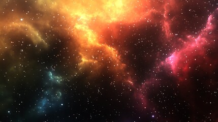 Wall Mural - A dramatic black hole in 3D, with colorful interstellar clouds and countless stars creating a captivating space environment