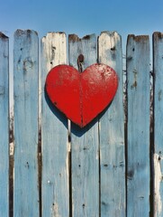 Poster - Heart on Wooden Fence