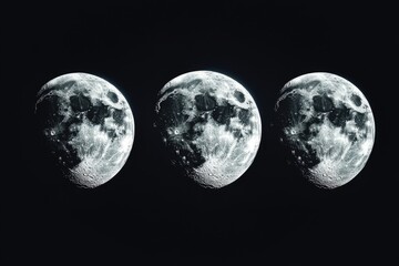 Wall Mural - black and white moon phases
