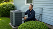 © Ployker - HVAC technician servicing outdoor air conditioning unit during seasonal maintenance check