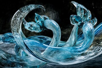 Wall Mural - Mesmerizing Underwater Fantasy Liquid Sculpture with Flowing Ethereal Waves and Curves