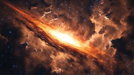 Wall Mural - A cosmic wonder of a black hole in 3D, surrounded by luminous clouds and stars, creating a breathtaking space environment