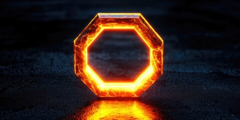 Wall Mural - Glowing Orange Object on Black Surface