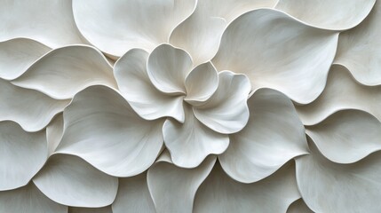 Wall Mural - Abstract White Flower Petals Wall Art Design