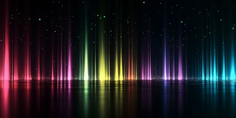 Wall Mural - vibrant multicolored vertical light beams dark background