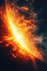 Wall Mural - orange star on black background