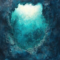 Wall Mural - Abstract Teal Ocean Depth Impasto Painting