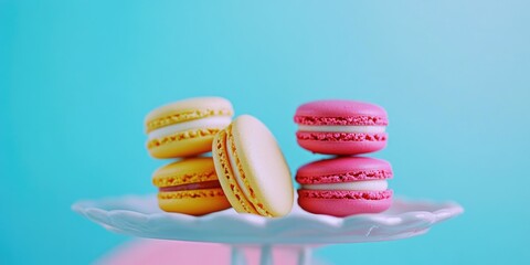 Wall Mural - Three macarons on white plate