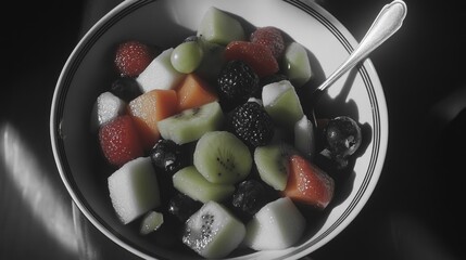 Wall Mural - Fresh Fruit Bowl with Spoon