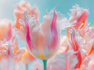 Wall Mural - Pink and White Tulip Close-Up