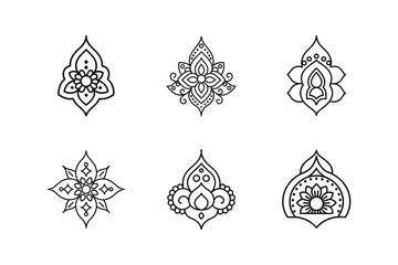 henna design icon line art vector illustration