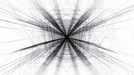 Fototapete - Abstract digital artwork depicting dynamic lines radiating from a central point, creating a sense of motion and depth. Generative AI