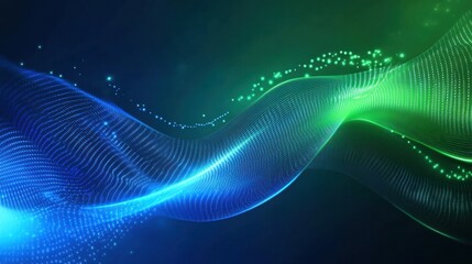 Leinwandbilder - Colorful wave patterns in blue and green tones create a mesmerizing visual effect in a digital art design. Generative AI