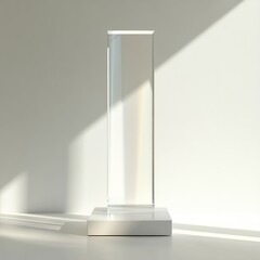 Canvas Print - 3d render of a glass showcase in a white room with shadow