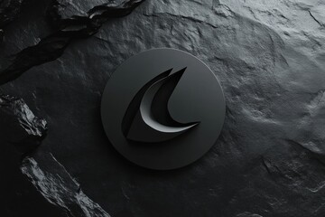 Leinwandbilder - Minimalist black logo design featuring sleek shapes on a textured dark surface in a modern aesthetic. Generative AI