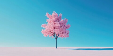 Sticker - Pink Tree in Snowy Field