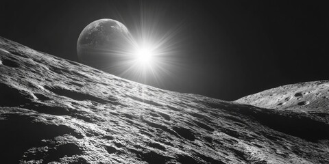 Wall Mural - black and white moon