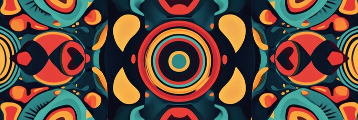 Aufkleber - Vibrant abstract pattern showcasing circular designs in rich colors and dynamic shapes. Generative AI